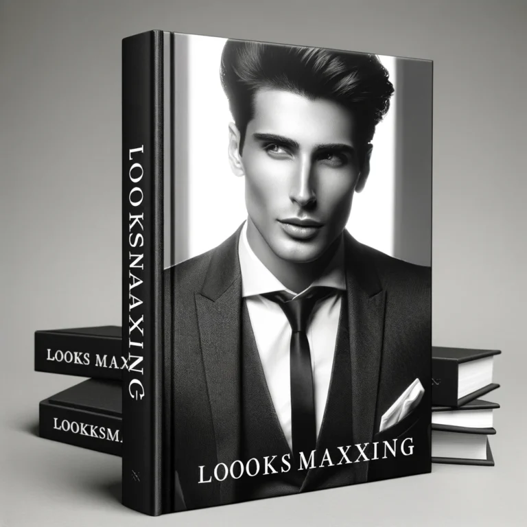 DALL·E 2024-05-01 13.27.55 - A sophisticated book cover featuring a stylish, confident young man in black and white